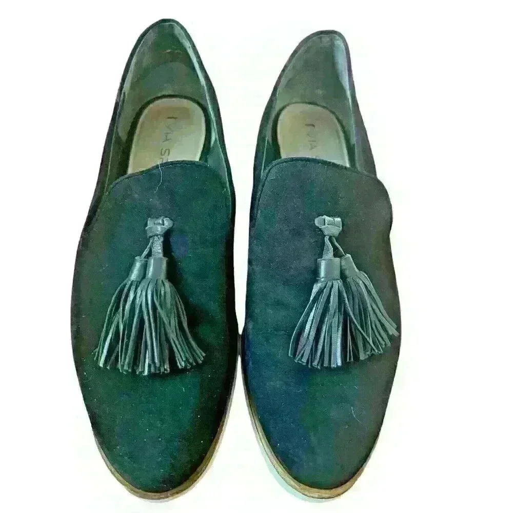 Via Spiga Sz 7 Suede Tassle‎ Loafers Dark Academia Preppy Office Comfort